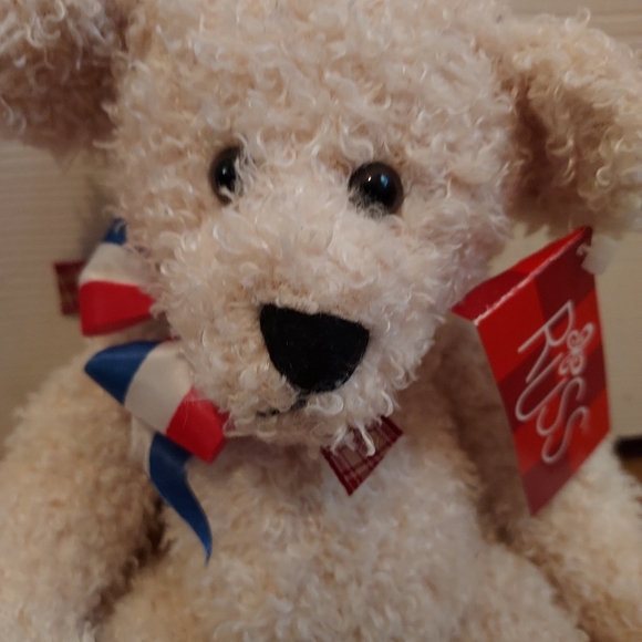Russ Cream Frizzly Bear From The Past Stuffed Plush Animal Beanie Fuzzy - Picture 2 of 11